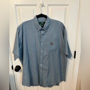 Vintage Hunt Club Men's Chambray Blue Short-Sleeve Button-Down Shirt 100% cotton